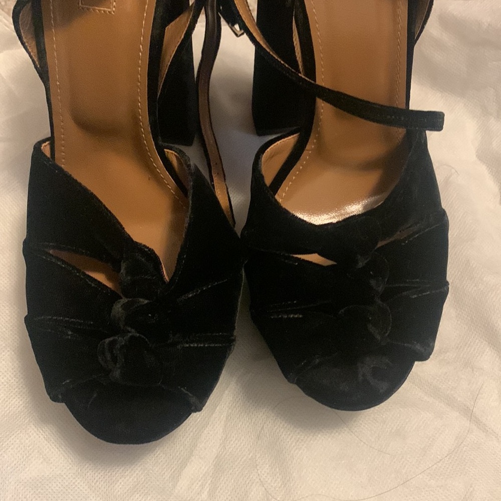 AQUAZZURA Velvet  Striped Leather Platform Sandals - Picture 9 of 9